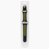 Ремешок - ApW Sport N Apple Watch 38/40/41мм силикон на кнопке (S) (black/green)