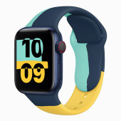Ремешок - ApW Apple Watch 38/40/41мм силикон на кнопке (006) (blue/yellow)