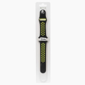 Ремешок - ApW Sport N Apple Watch 42/44/45/49 mm силикон на кнопке (S) (black/green)