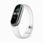 Ремешок - WB11 Xiaomi Mi Band 5/Mi Band 6 силикон на кнопке (регулируемый) (white)