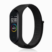 Ремешок - WB09 Xiaomi Mi Band 3/Mi Band 4 текстиль липучка (регулируемый) (black)