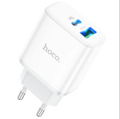 Адаптер Сетевой Hoco C105A PD QC3.0 USB/Type-C 20W (white)