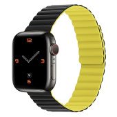 Ремешок - ApW32 Apple Watch 42/44/45/49 mm силикон на магните (black/yellow)