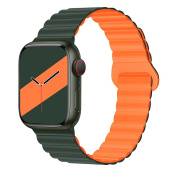 Ремешок - ApW32 Apple Watch 42/44/45/49 mm силикон на магните (dark green/orange)