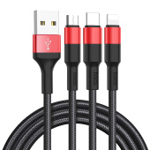 Кабель USB - Multi connector Hoco X26 Xpress  100см 2A  (black/red)