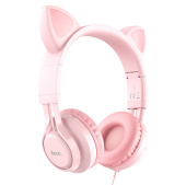 Проводные наушники полноразмерные Hoco Cat W36  (pink)