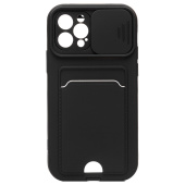 Чехол-накладка - PC066 с картхолдером (360) для "Apple iPhone 12 Pro" (black/black) (206988)