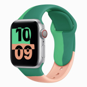 Ремешок - ApW Apple Watch 38/40/41мм силикон на кнопке (007) (green/pink)