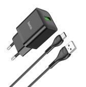 Адаптер Сетевой с кабелем Hoco N26 Maxim QC3.0 USB 18W (USB/Type-C) (black)