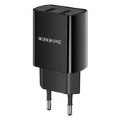 Адаптер Сетевой Borofone BA53A Powerway 2USB 2,1A/10W (black)