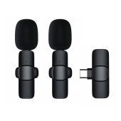 Микрофон - K9 двойной с прищепкой для телефона, Type-C (black)
