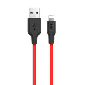 Кабель USB - Apple lightning Hoco X21 Plus (silicone)  200см 2,4A  (red/black)