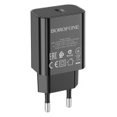 Адаптер Сетевой Borofone BA65A Single PD QC3.0 Type-C 20W (black)