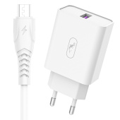 Адаптер Сетевой с кабелем SKYDOLPHIN SC35V QC3.0 USB 5A/25W (USB/Micro USB) (white)