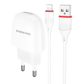 Адаптер Сетевой с кабелем Borofone BA49A Vast USB 2,1A/10W (USB/Lightning) (black)