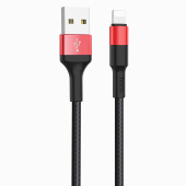 Кабель USB - Apple lightning Hoco X26 Xpress  100см 2,4A  (black/red)