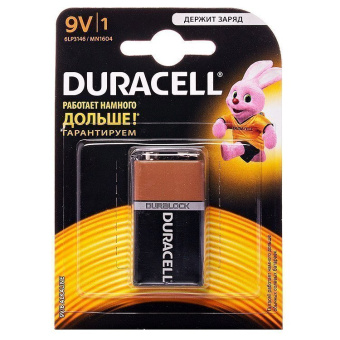Батарейка 9V (крона) Duracell 6LR61 (1-BL) (10/30)