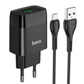 Адаптер Сетевой с кабелем Hoco C72Q Glorious QC3.0 USB 3A/18W (USB/Micro USB) (black)