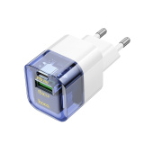 Адаптер Сетевой Hoco C131a USB/Type-C 30W (transparent blue)