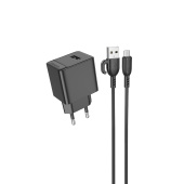 Адаптер Сетевой с кабелем Borofone BAS11A Erudite USB 2,1A/10,5W (USB/Micro USB) (black)